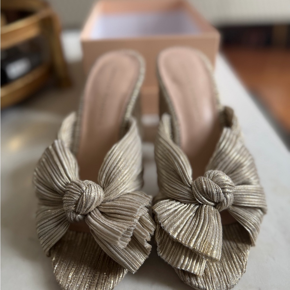 Loeffler Randall Penny Platinum Pleated Bow Heels